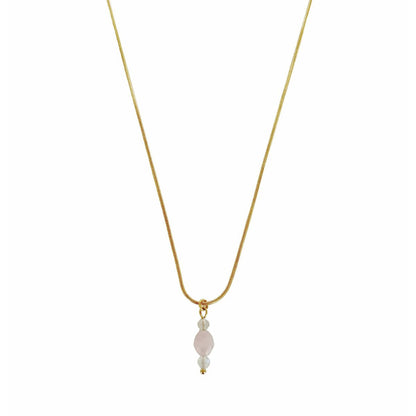 Mondstein und Rosequarz Collier - Gold
