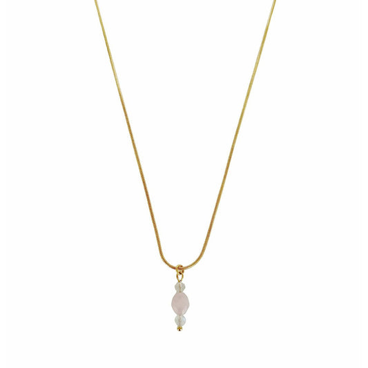 Mondstein und Rosequarz Collier - Gold
