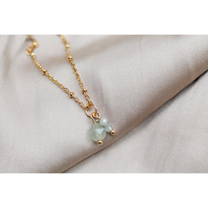 Halskette Aquamarin & Aventurin - Gold