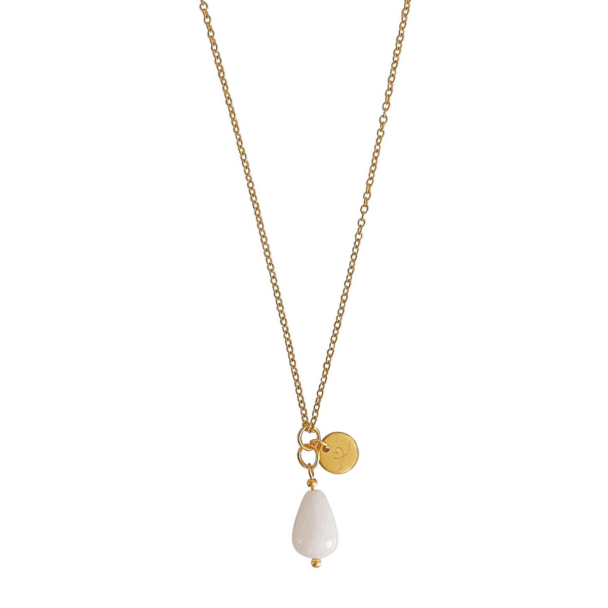 Halskette Jade & Love Charm – Gold