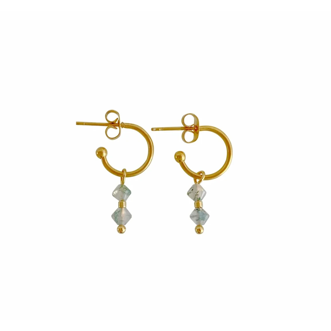 Moosachat Ohrringe – Gold