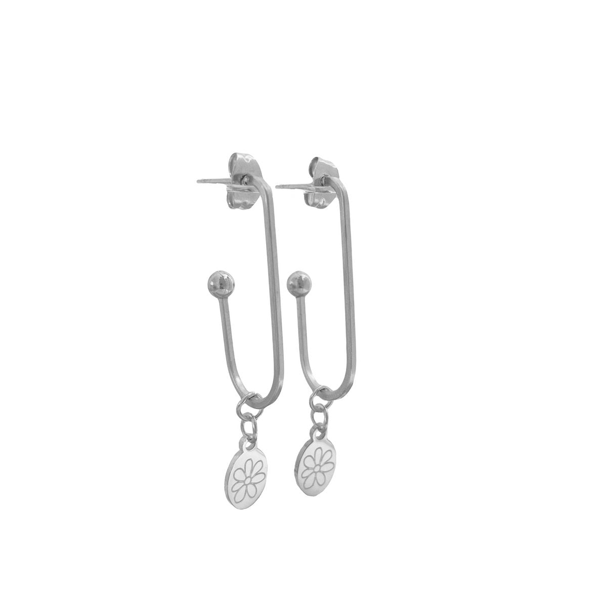 Lange Blumenohrringe – Silber