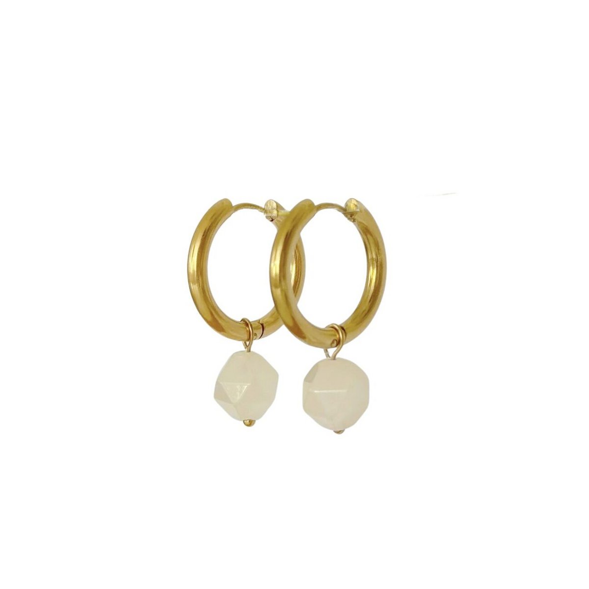 Statement-Ohrringe mit Rosenquarz – Gold