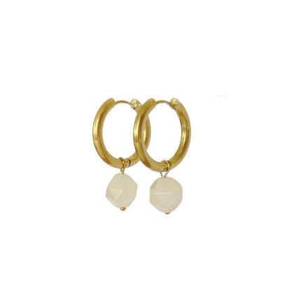 Statement-Ohrringe mit Rosenquarz – Gold