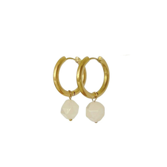 Statement-Ohrringe mit Rosenquarz – Gold