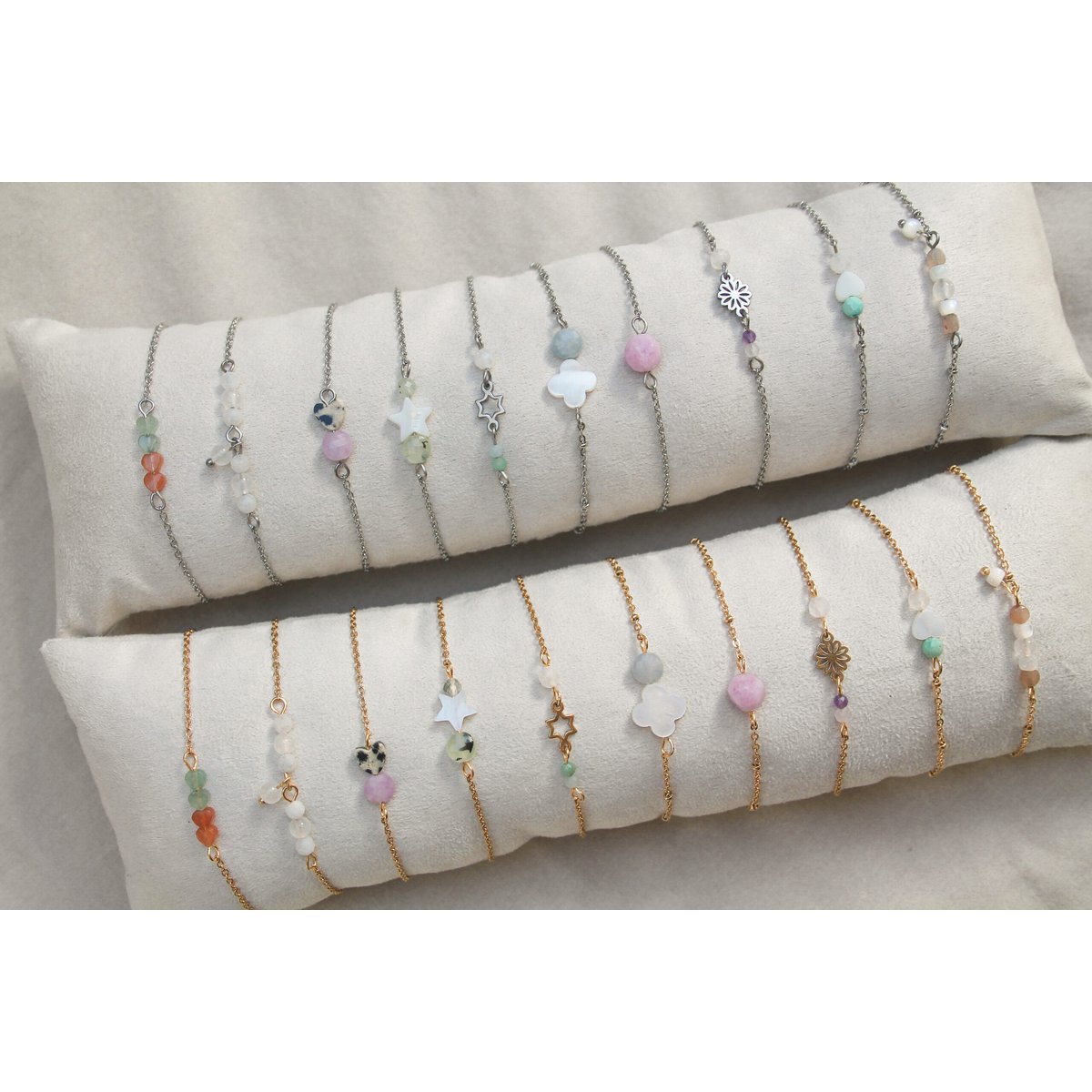 Armband Edelsteine & Blumen - Silber