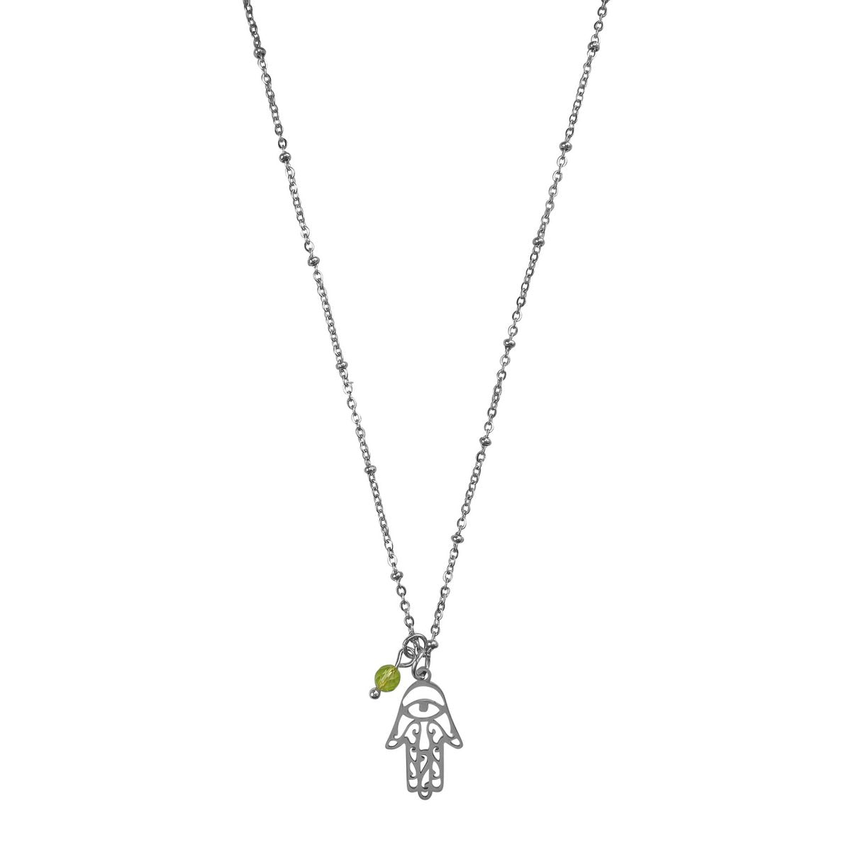 Halskette Hamsa Hand & Peridot - Silber