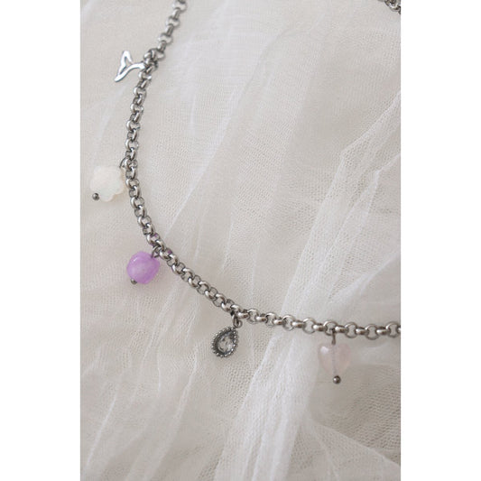 Charm-Halskette Meerjungfrauenschwanz, Muschel und Edelsteine – Silber