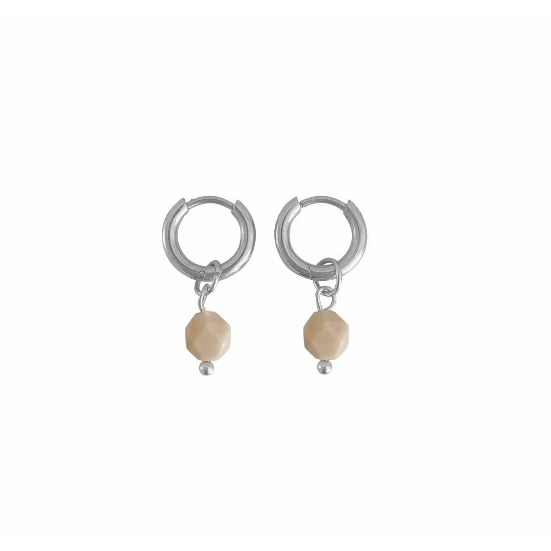 Ohrringe Beige Jade - Silber