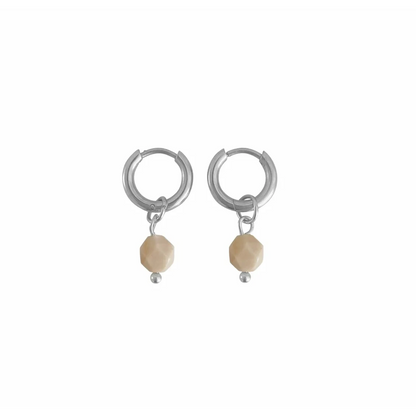 Ohrringe Beige Jade - Silber