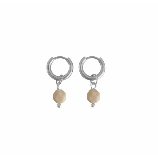 Ohrringe Beige Jade - Silber