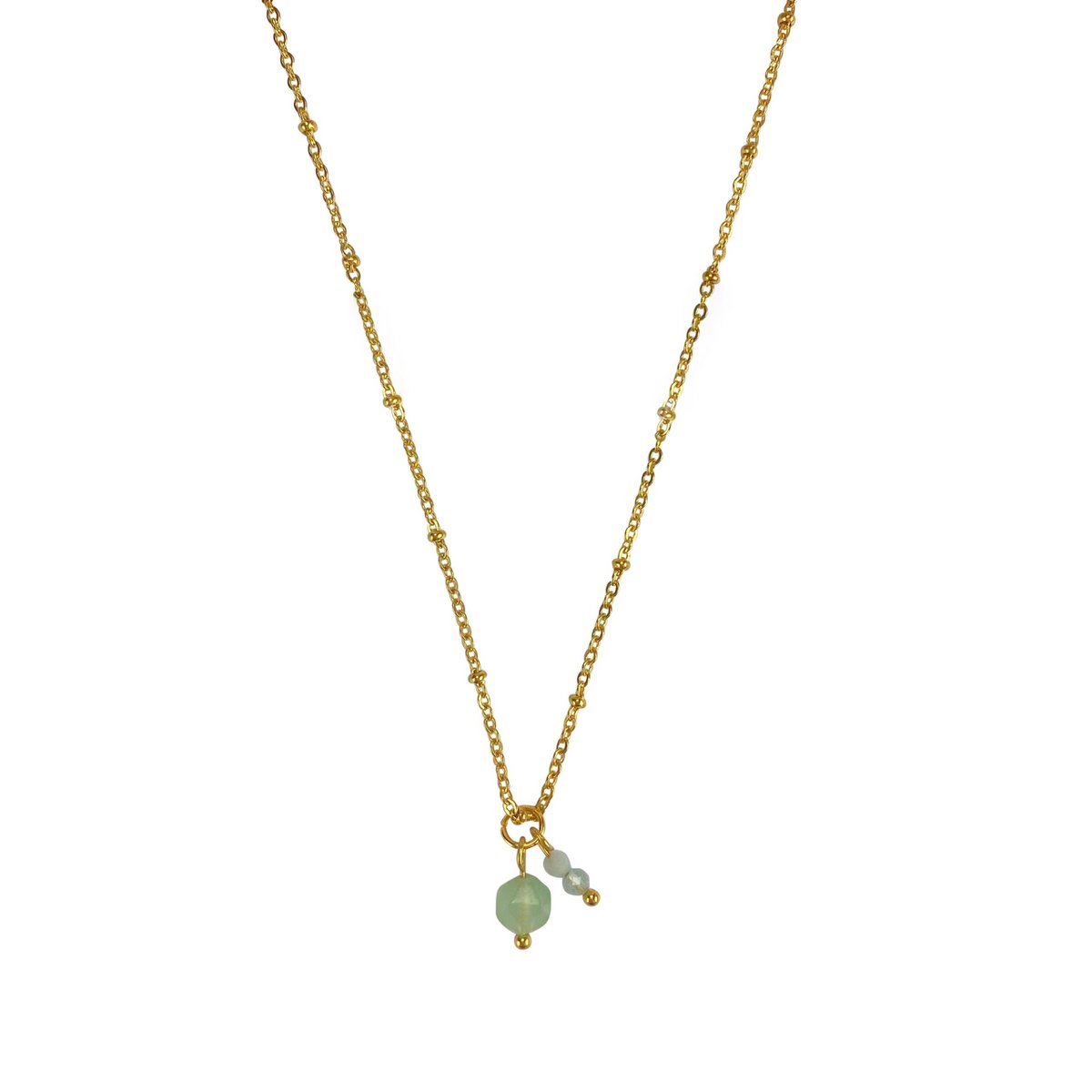 Halskette Aquamarin & Aventurin - Gold