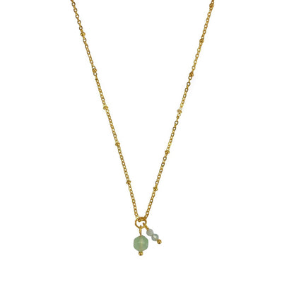Halskette Aquamarin & Aventurin - Gold