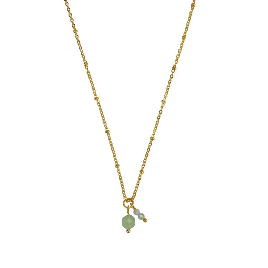 Halskette Aquamarin & Aventurin - Gold