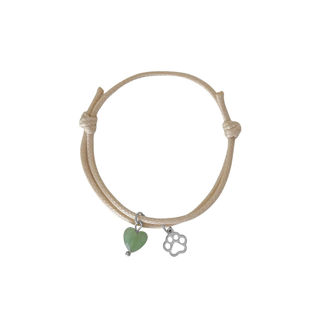 Wachskordel-Armband Aventurin & Bein – Silber