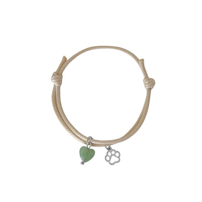 Wachskordel-Armband Aventurin & Bein – Silber