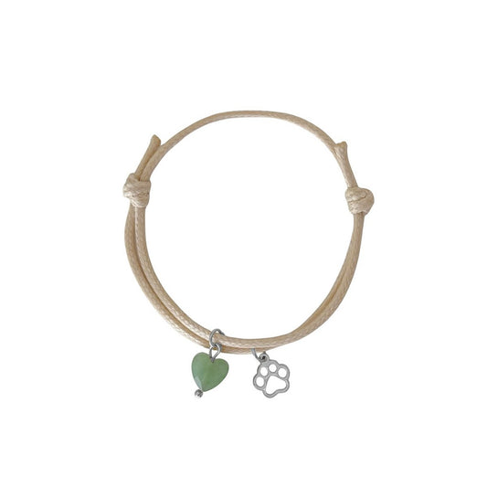 Wachskordel-Armband Aventurin & Bein – Silber