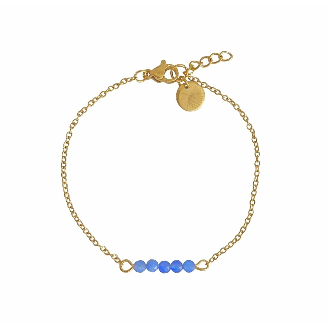 Armband Blauer Aventurin & Palmblatt – Gold