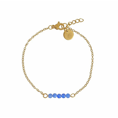Armband Blauer Aventurin & Palmblatt – Gold
