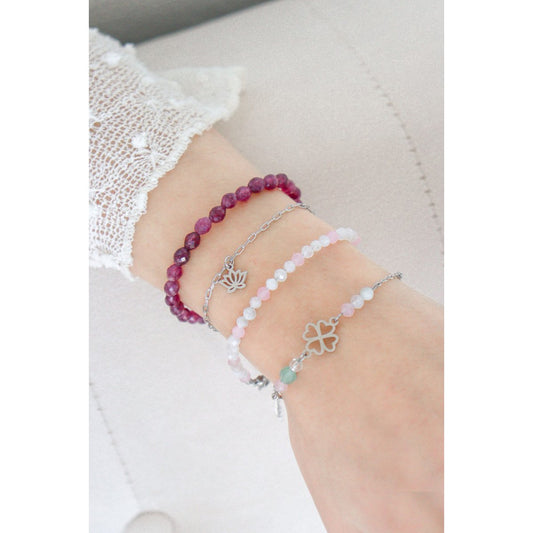 Lotus- und Amethyst-Armband – Silber