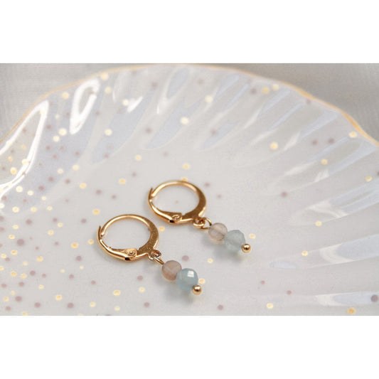 Ohrringe Sonnenstein & Aquamarin - Gold