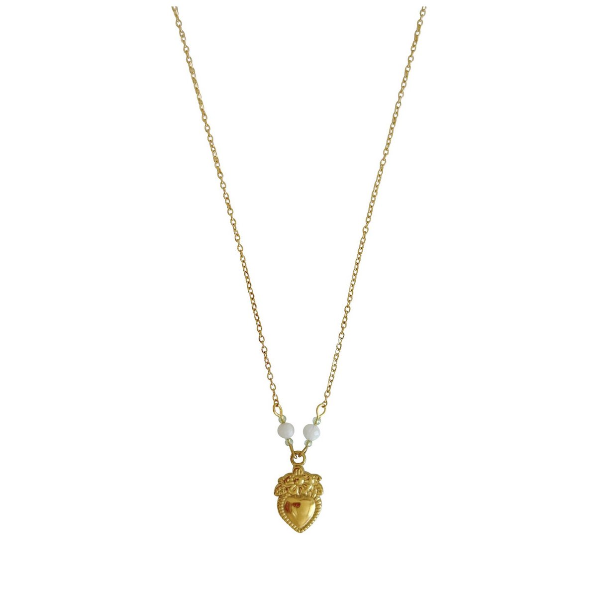 Vintage Herz- und Mondstein-Halskette – Gold