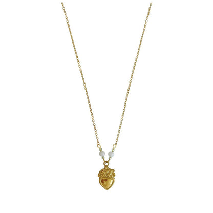 Vintage Herz- und Mondstein-Halskette – Gold
