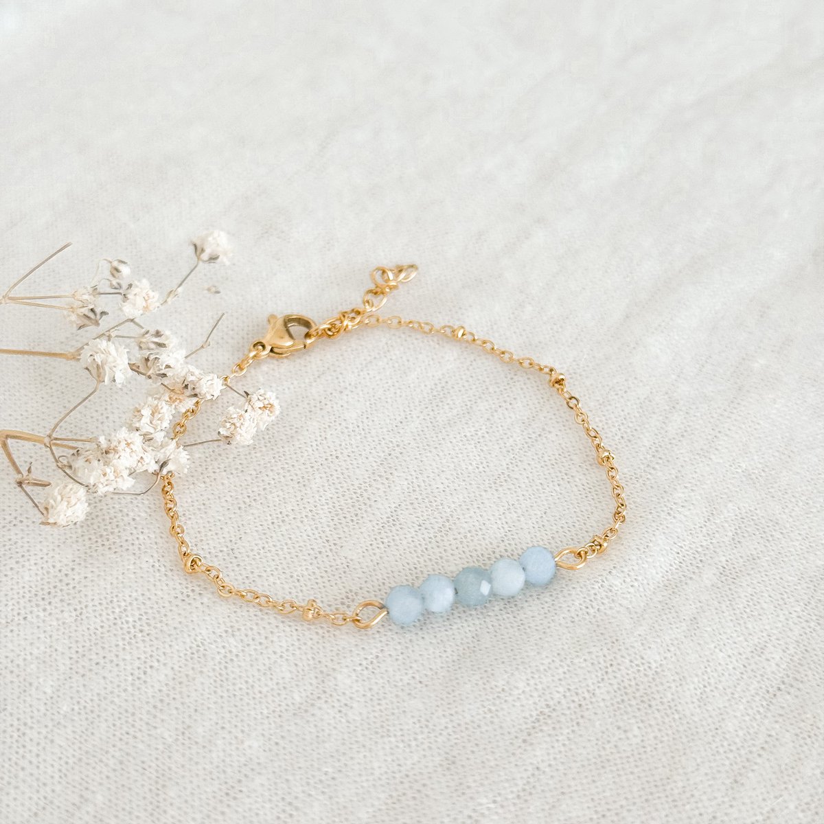 Armband Aquamarin Facette – Gold