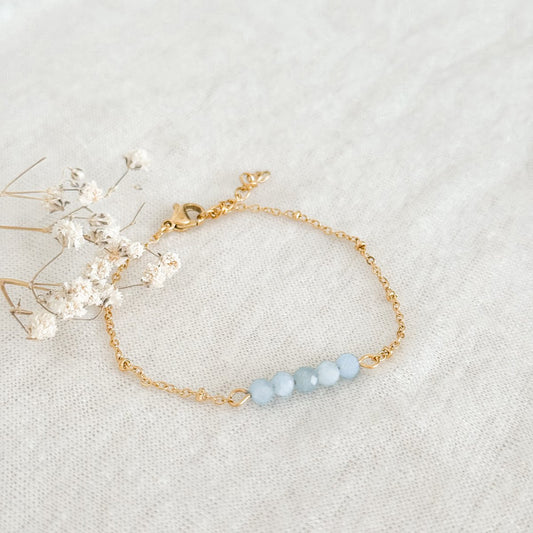 Armband Aquamarin Facette – Gold
