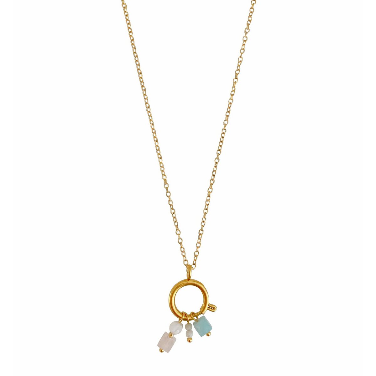 Schloss-Halskette 14 mm & Edelsteinanhänger – Gold