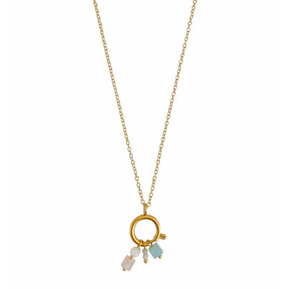 Schloss-Halskette 14 mm & Edelsteinanhänger – Gold