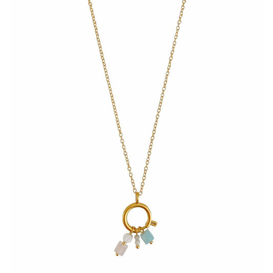 Schloss-Halskette 14 mm & Edelsteinanhänger – Gold