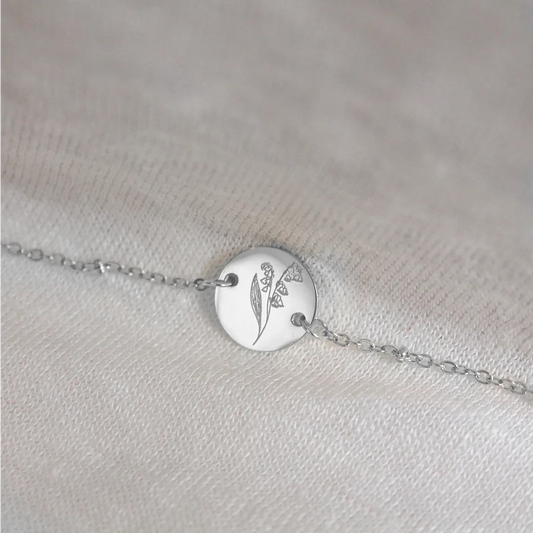 Geburtsblumen-Armband, silberfarben – Monat wählbar