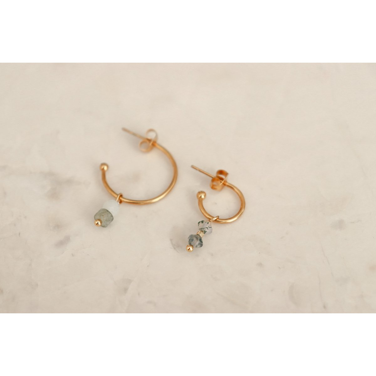 Labradorit- und Jade-Ohrringe – Gold