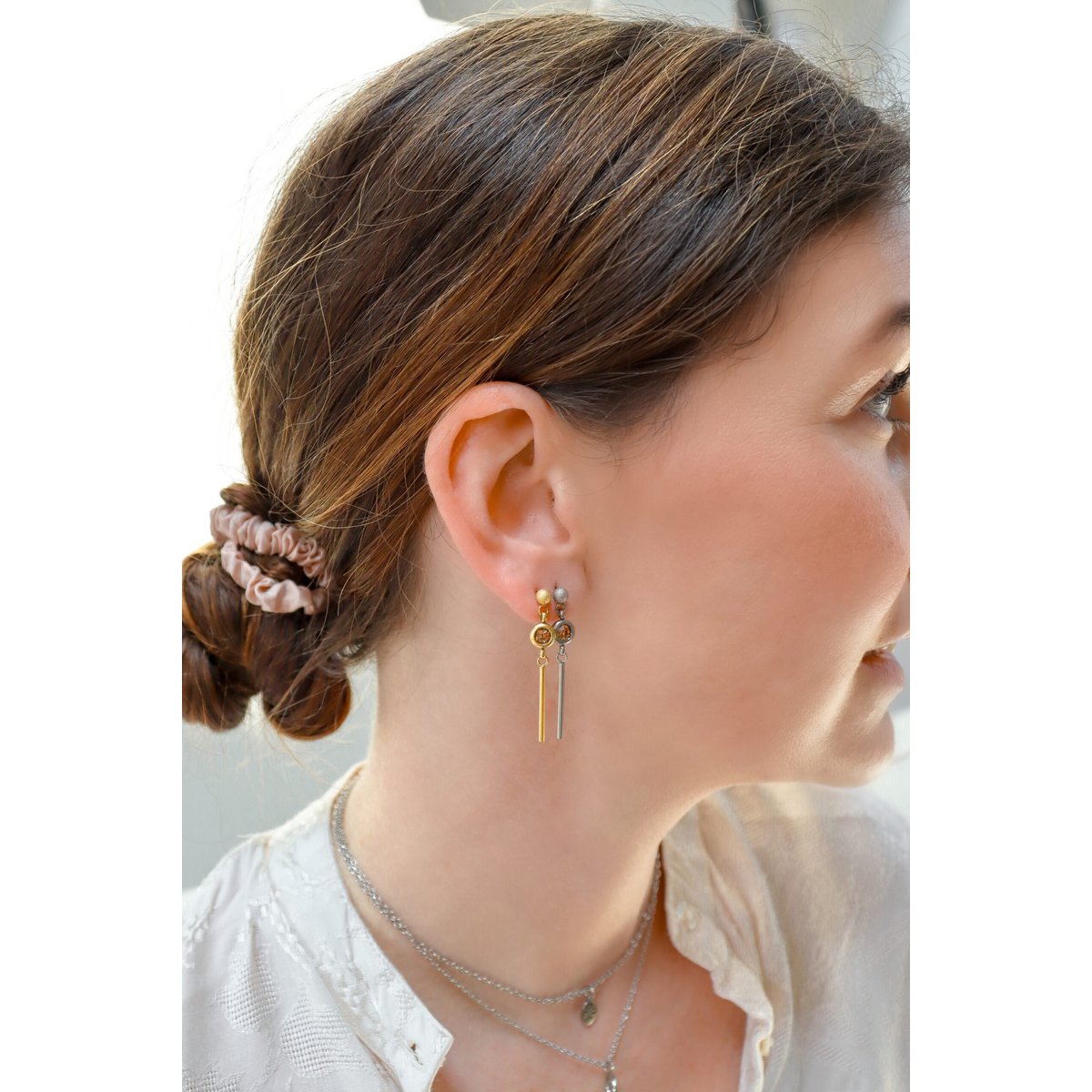 Ohrstecker Kristall matt – Silber
