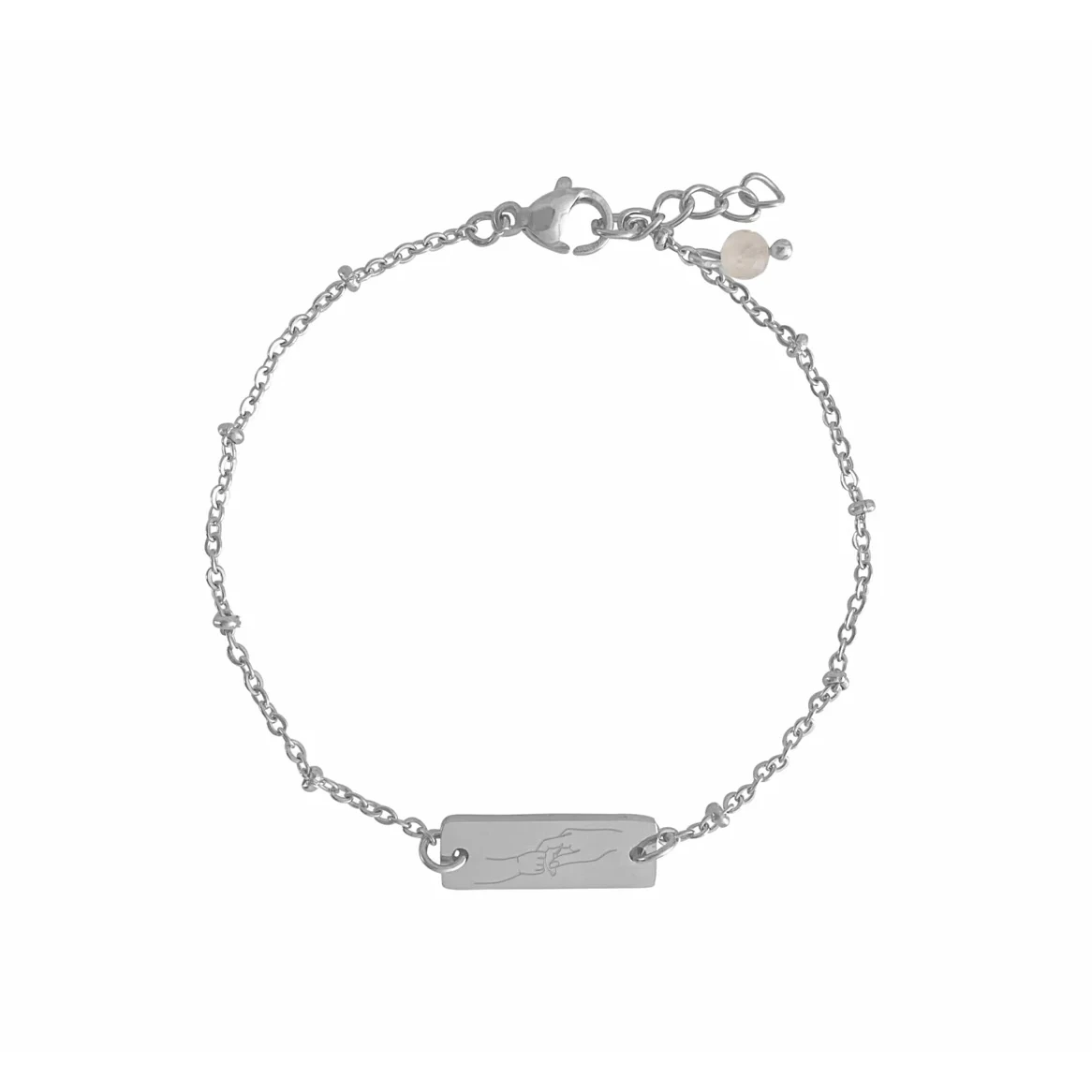 Armband Mutter und Kind & Rosenquarz – Silber