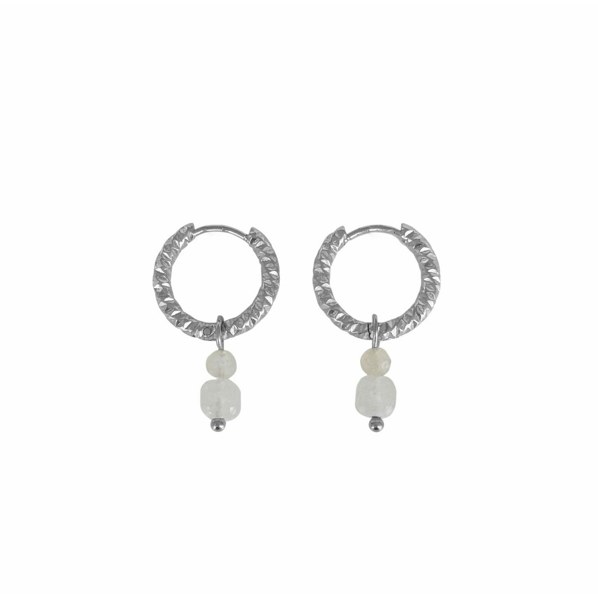 Chalcedon- und Mondsteinohrringe - Silber