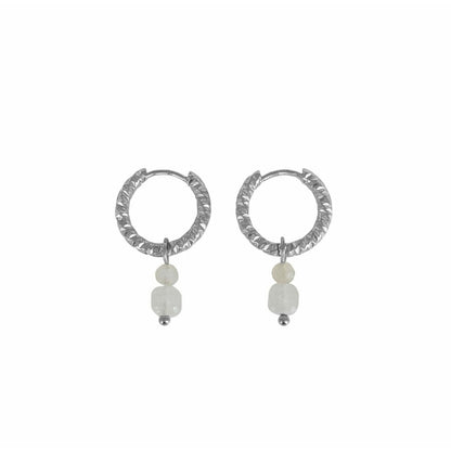 Chalcedon- und Mondsteinohrringe - Silber