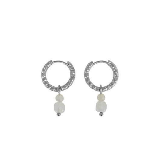 Chalcedon- und Mondsteinohrringe - Silber