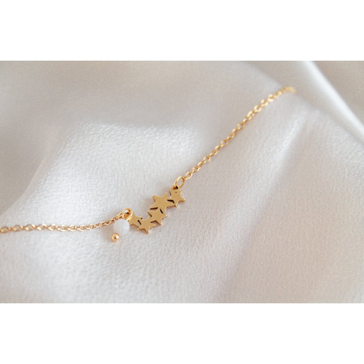 Armband Sterne & Mondstein – Gold