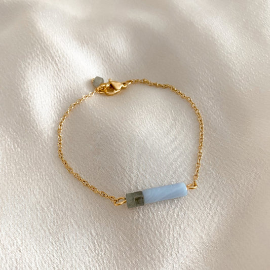 Armband Aquamarin und Labradorit - Gold