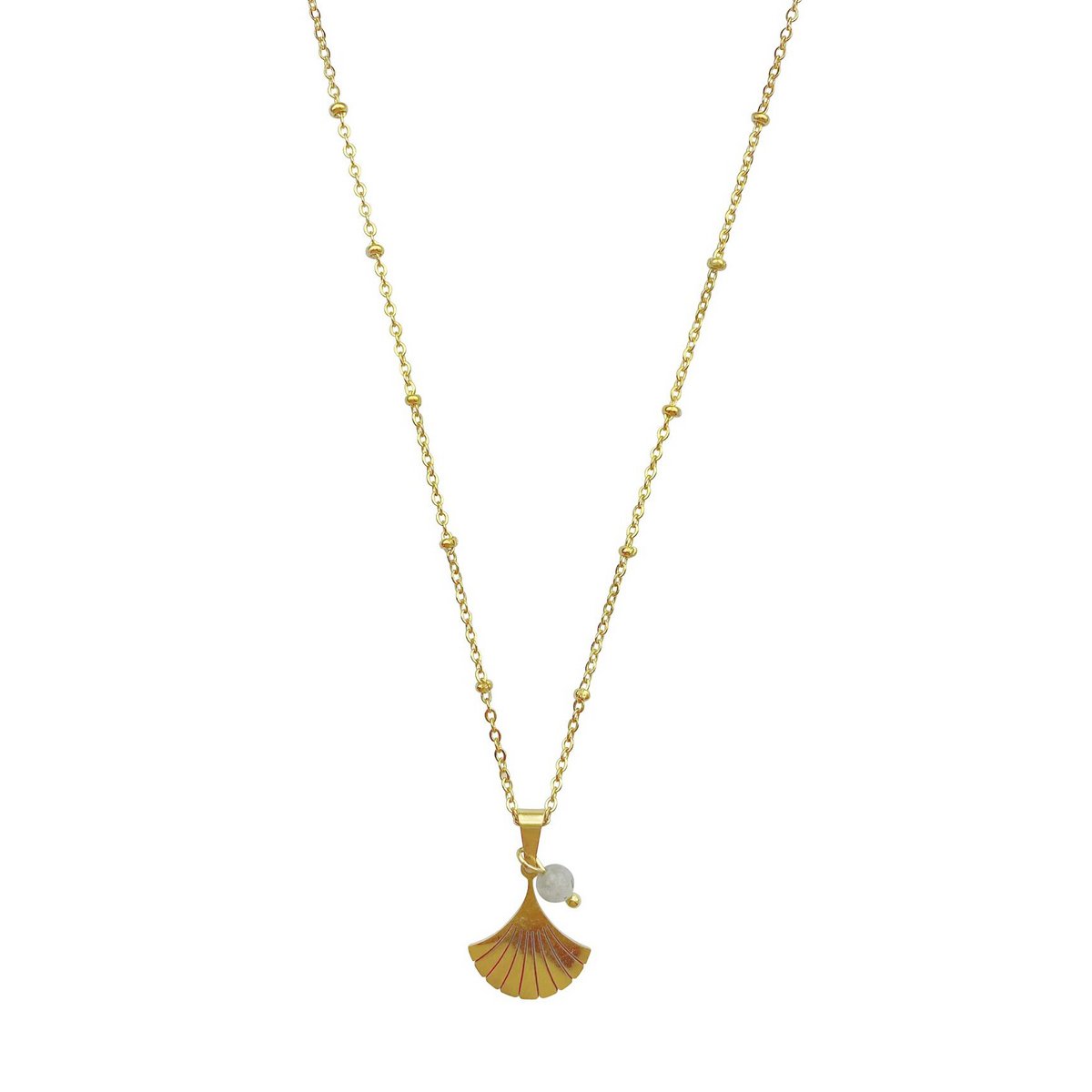 Halskette Ginkgo & Labradorit – Gold