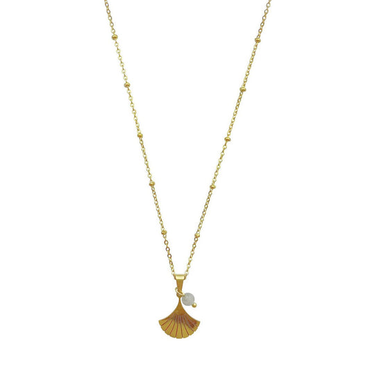 Halskette Ginkgo & Labradorit – Gold