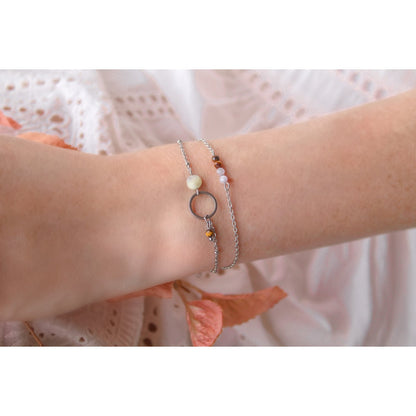 Armband Tigerauge & Kunzit - Silber