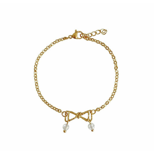 Armband mit Fliege und gesprungenem Bergkristall – Gold