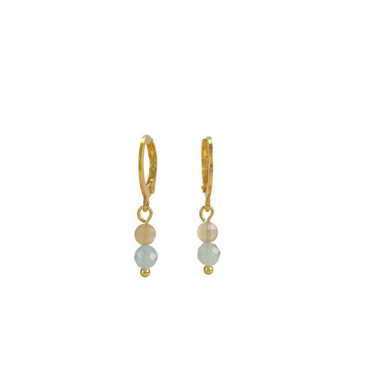 Ohrringe Sonnenstein & Aquamarin - Gold