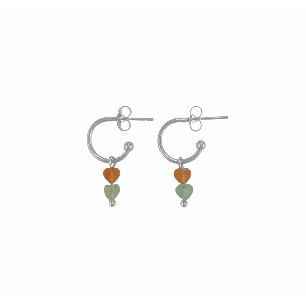 Ohrringe Aventurin-Herzen - Silber