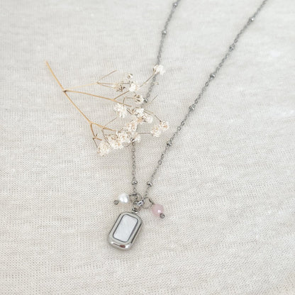 Halskette Muschel, Perle & Jade – Silber