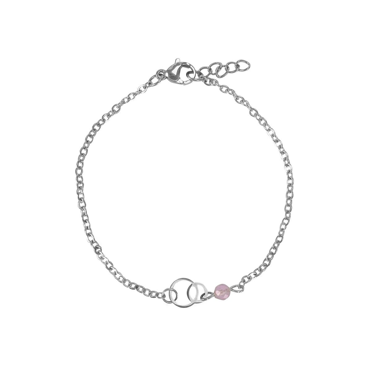 Armband Ringe & Rosenquarz - Silber