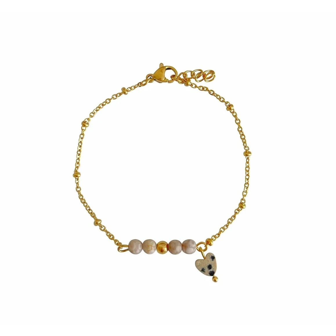 Maifan & Dalmatiner-Jaspis-Herz-Armband – Gold